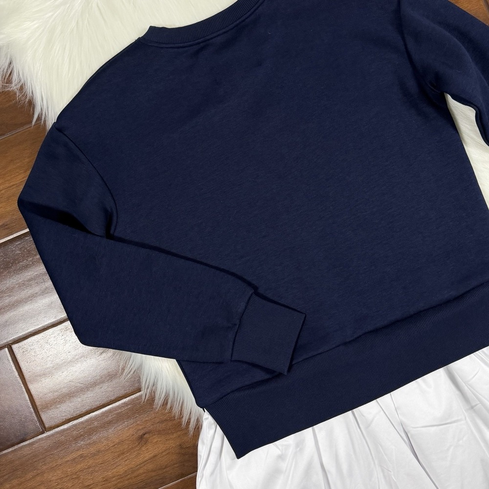 Addison Bay Size XS Navy Blue White Mixed Soft Luxe Harper Sweatshirt Dress - Picture 8 of 10